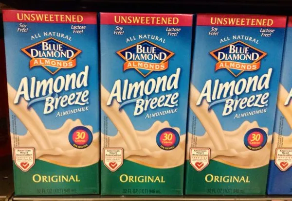 Studio macro photograph of almond milk