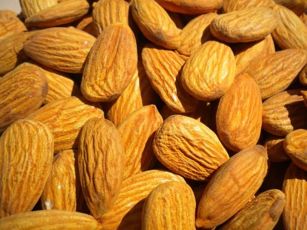 Studio macro photograph of almonds