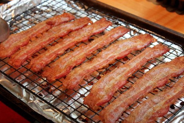 Studio macro photograph of bacon