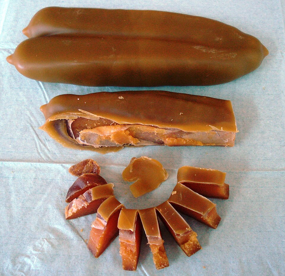 Studio macro photograph of bottarga