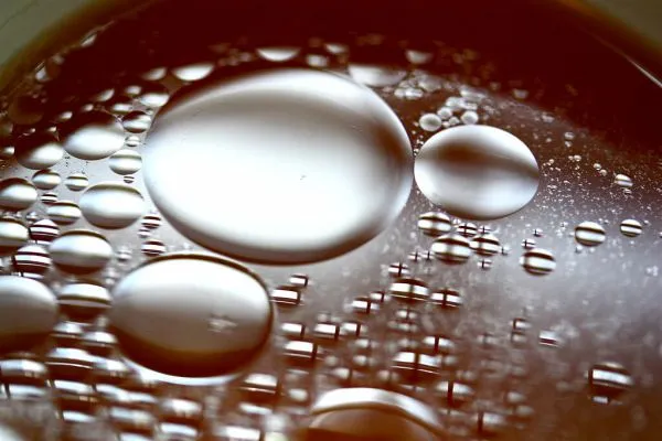 Studio macro photograph of chicken broth