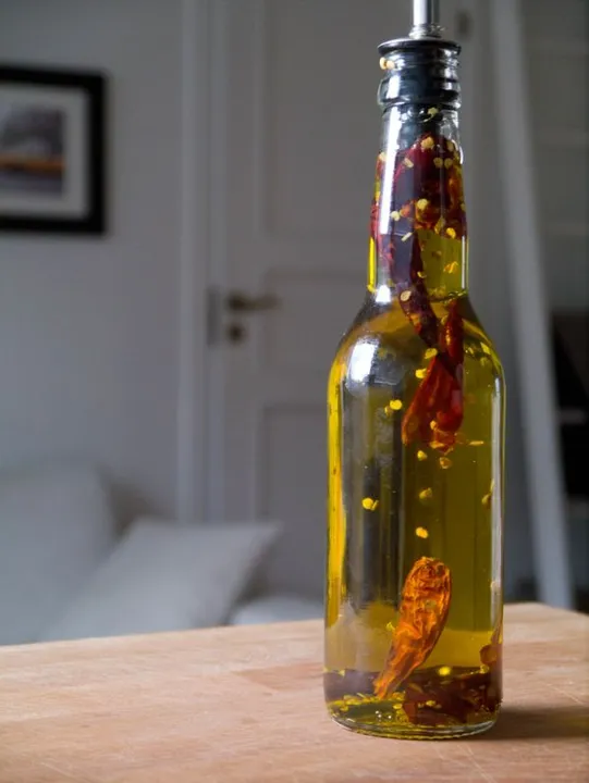 Studio macro photograph of chili oil