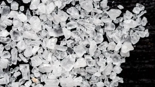 Studio macro photograph of coarse sea salt
