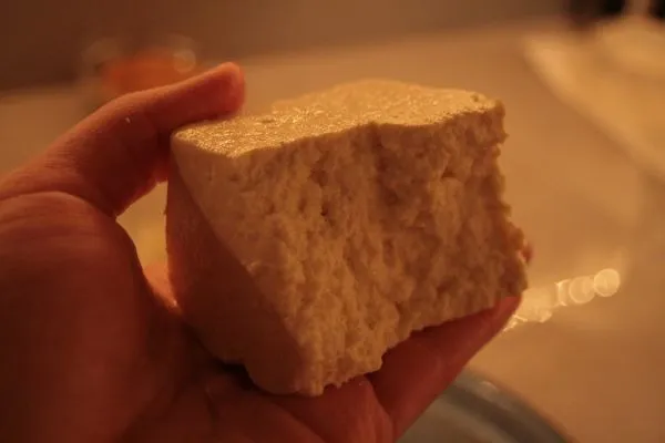 Studio macro photograph of extra firm tofu