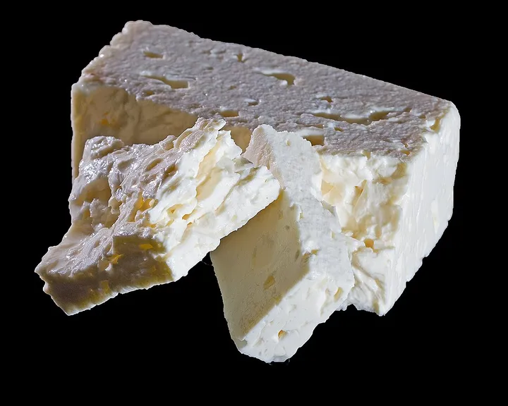 Studio macro photograph of feta cheese