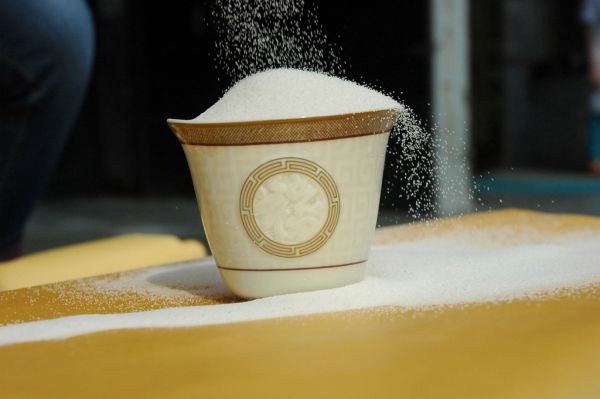 Studio macro photograph of granulated sugar