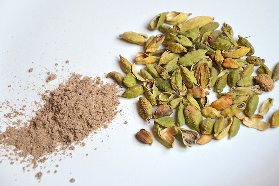 Studio macro photograph of ground cardamom