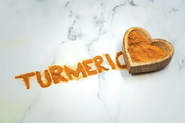 Studio macro photograph of ground turmeric