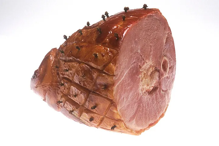 Studio macro photograph of ham