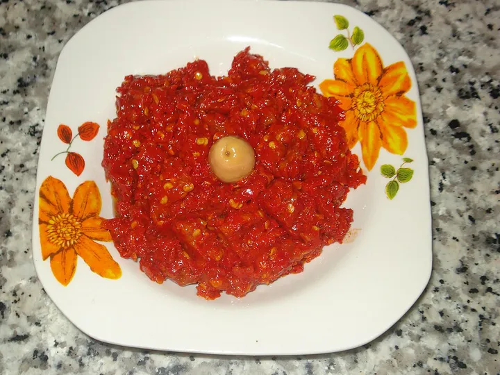 Studio macro photograph of harissa