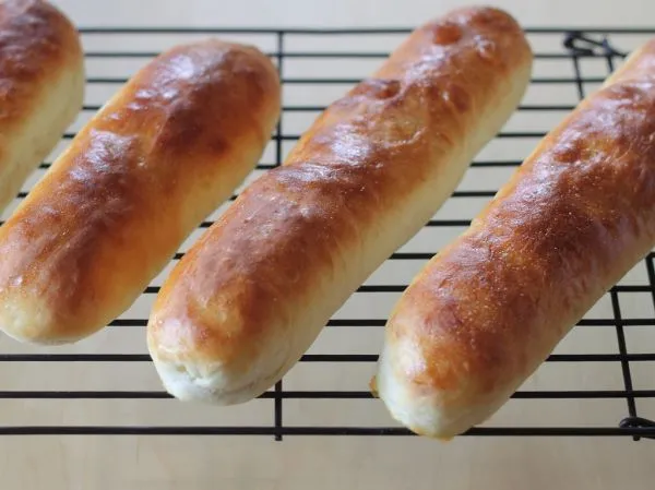 Studio macro photograph of hot dog buns