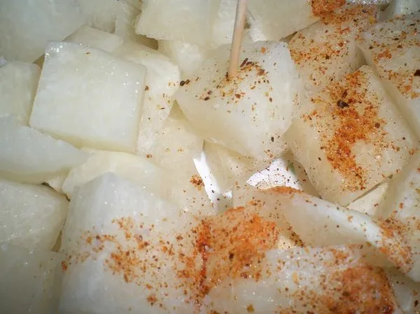 Studio macro photograph of jicama