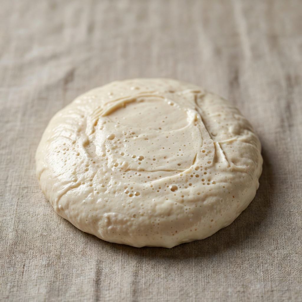 Studio macro photograph of mature sourdough starter