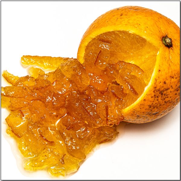 Studio macro photograph of orange marmalade