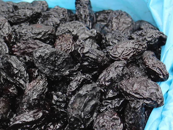 Studio macro photograph of prune