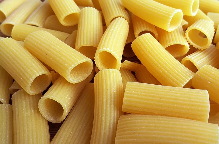 Studio macro photograph of rigatoni