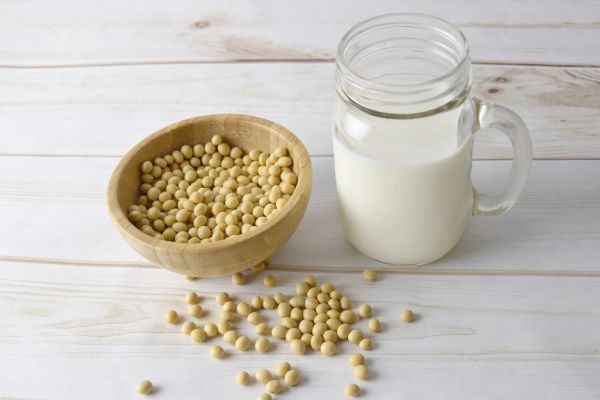 Studio macro photograph of soy milk