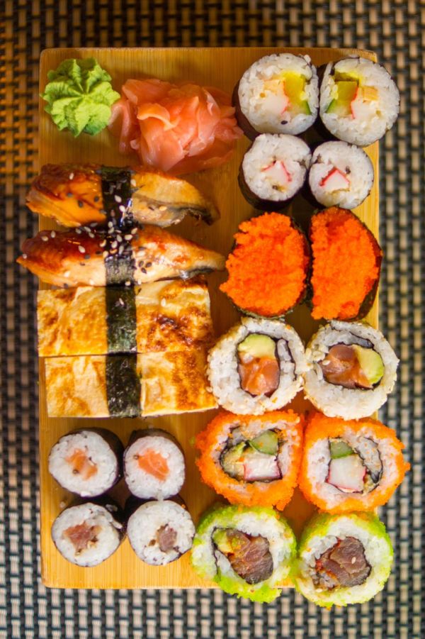 Studio macro photograph of sushi rice