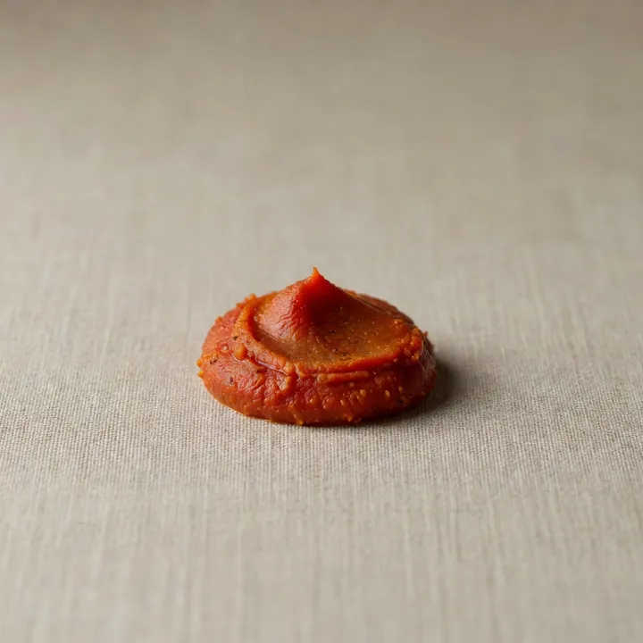 Studio macro photograph of sweet pepper paste