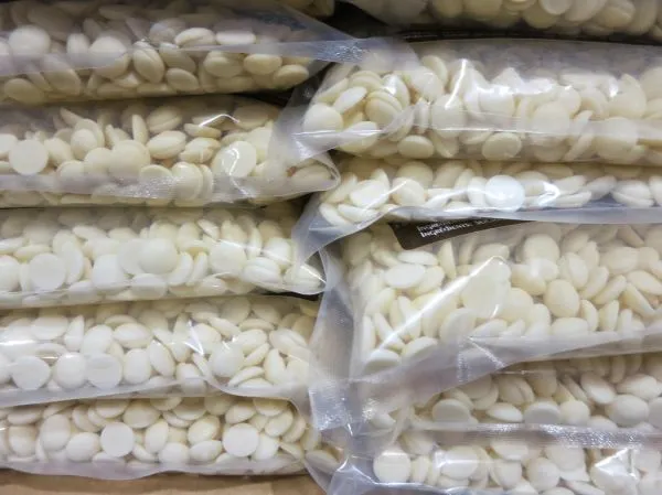 Studio macro photograph of white chocolate chips